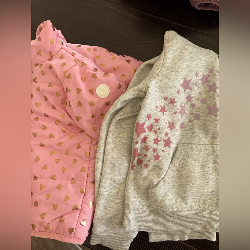 Pink Heart Puffer Jacket and Gray Star Hoodie Ariel long sleeve